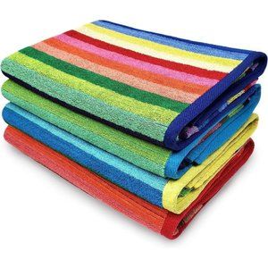 30" x 60" Inch 4 Pack Classic‎ Multi-Color Stripe Large Cotton Beach Tow…